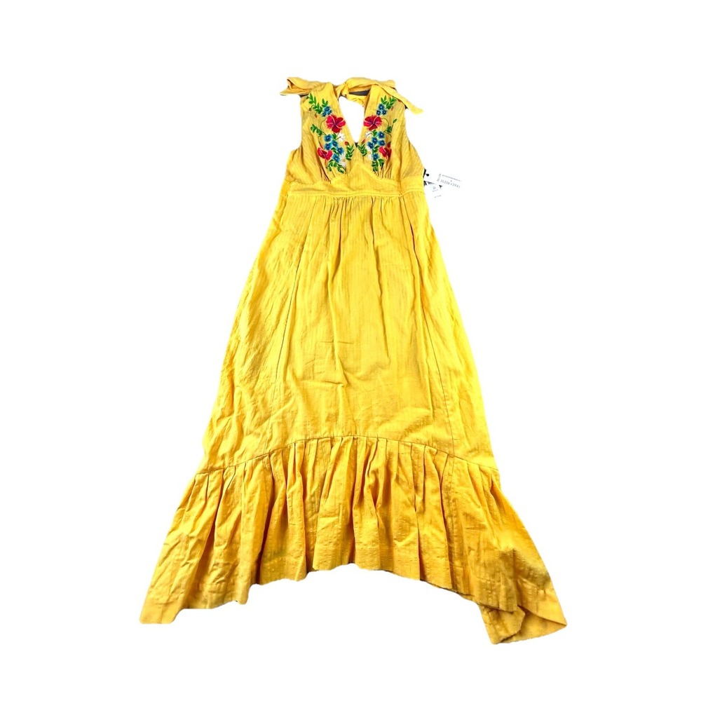 Anthropologie X Tracy Reese Women's 8P Floral Embroidered Gold Maxi Dress NEW - Picture 2 of 11